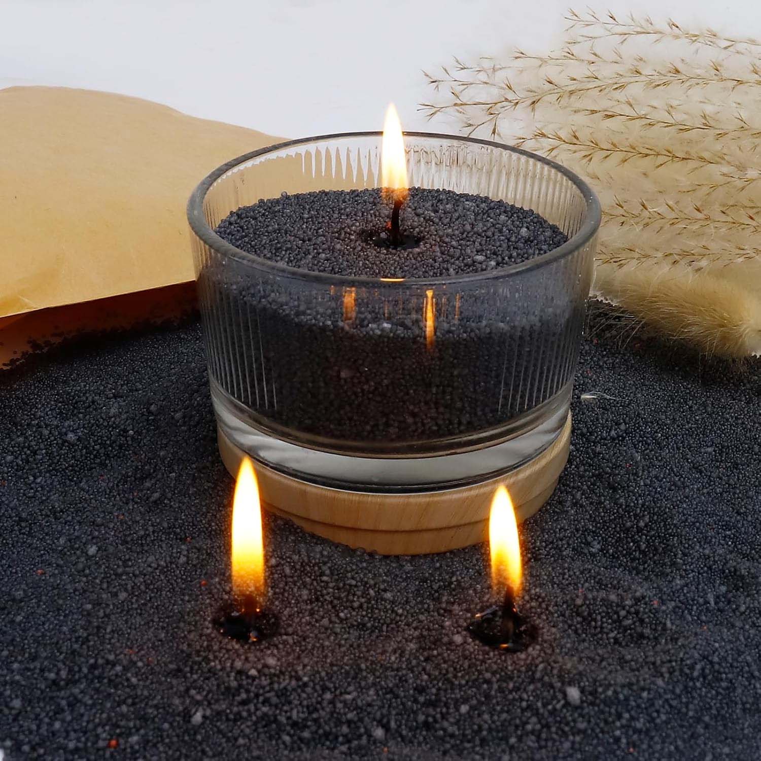 Candle Making Course - Schwarzer Kerzensand mit Docht, 200g mit